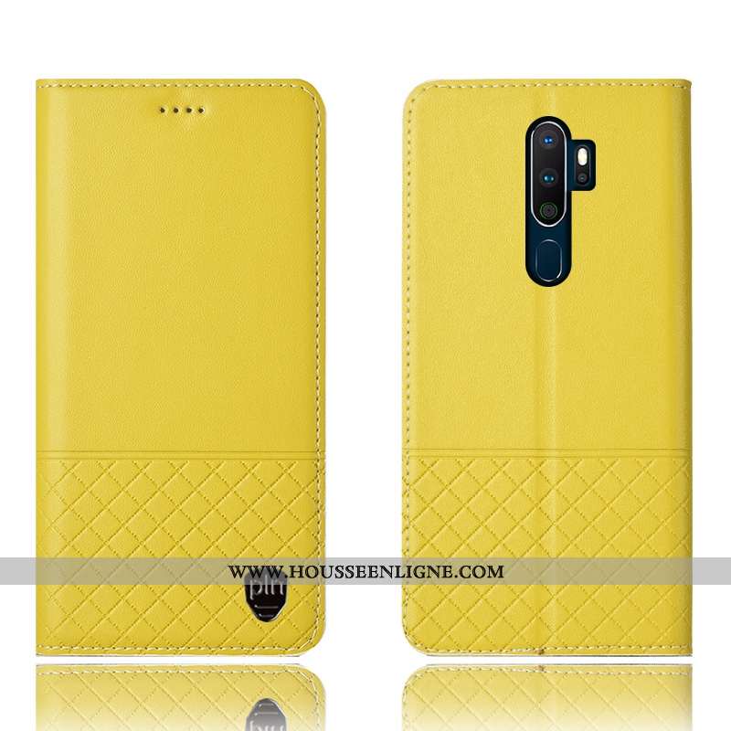 Étui Oppo A5 2020 Protection Cuir Véritable Noir Coque Tout Compris Incassable
