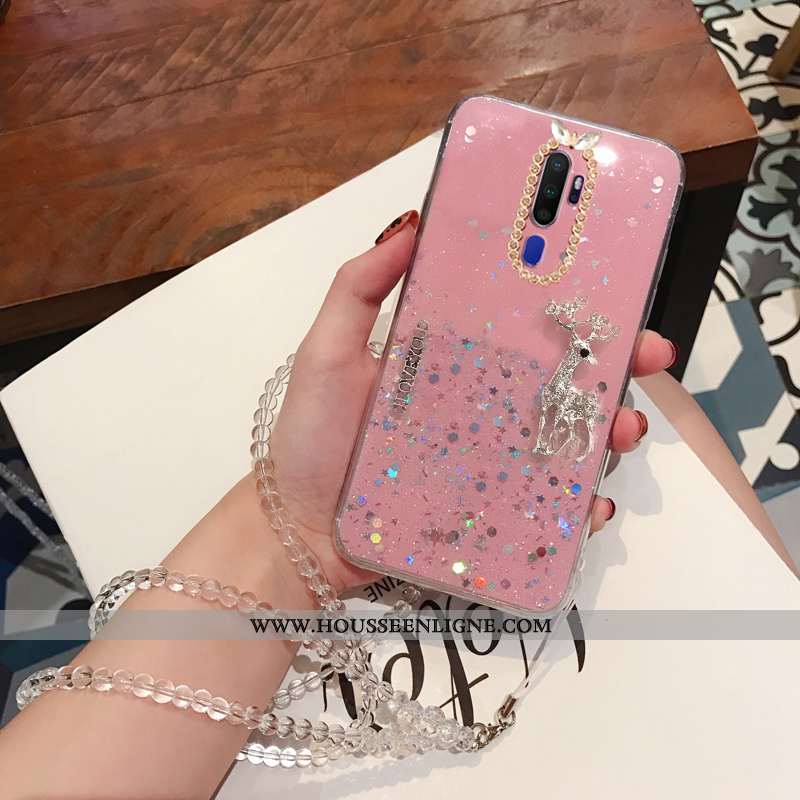 Étui Oppo A5 2020 Strass Ornements Suspendus Téléphone Portable Coque Incassable Fluide Doux Argent