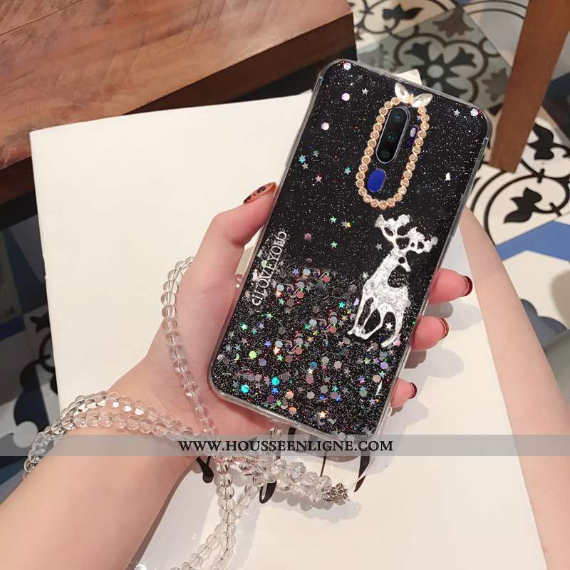 Étui Oppo A5 2020 Strass Ornements Suspendus Téléphone Portable Coque Incassable Fluide Doux Argent
