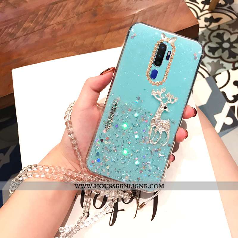 Étui Oppo A5 2020 Strass Ornements Suspendus Téléphone Portable Coque Incassable Fluide Doux Argent