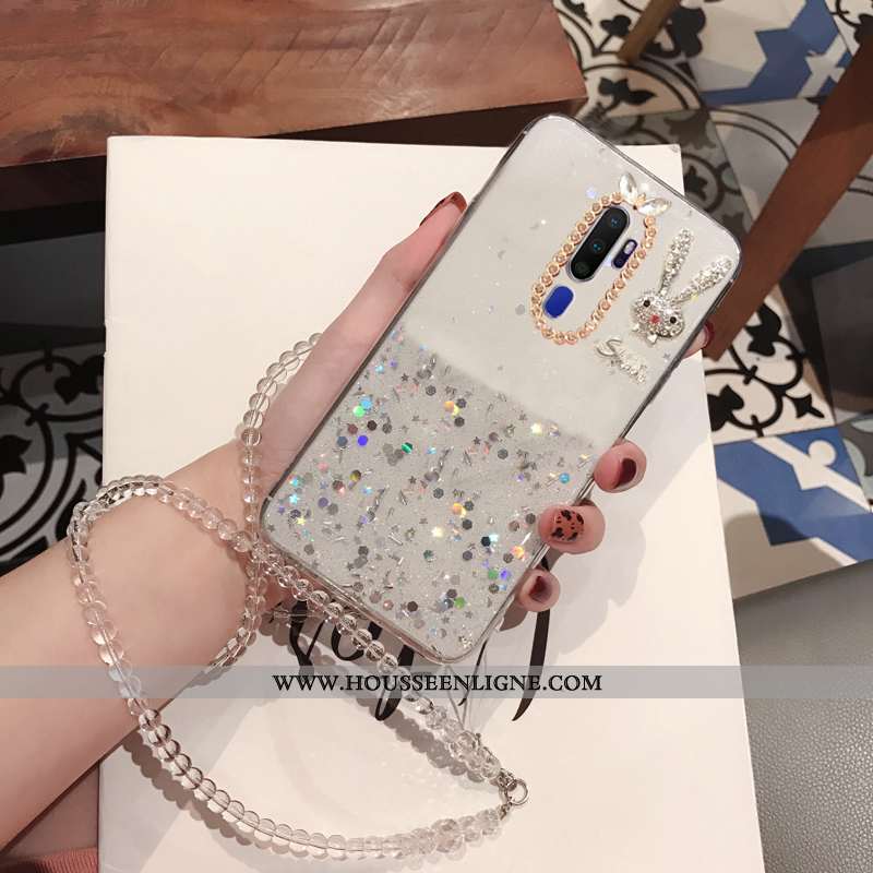 Étui Oppo A5 2020 Strass Ornements Suspendus Téléphone Portable Coque Incassable Fluide Doux Argent