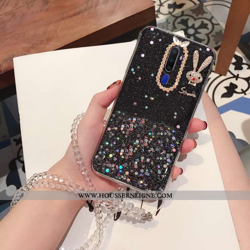 Étui Oppo A5 2020 Strass Ornements Suspendus Téléphone Portable Coque Incassable Fluide Doux Argent