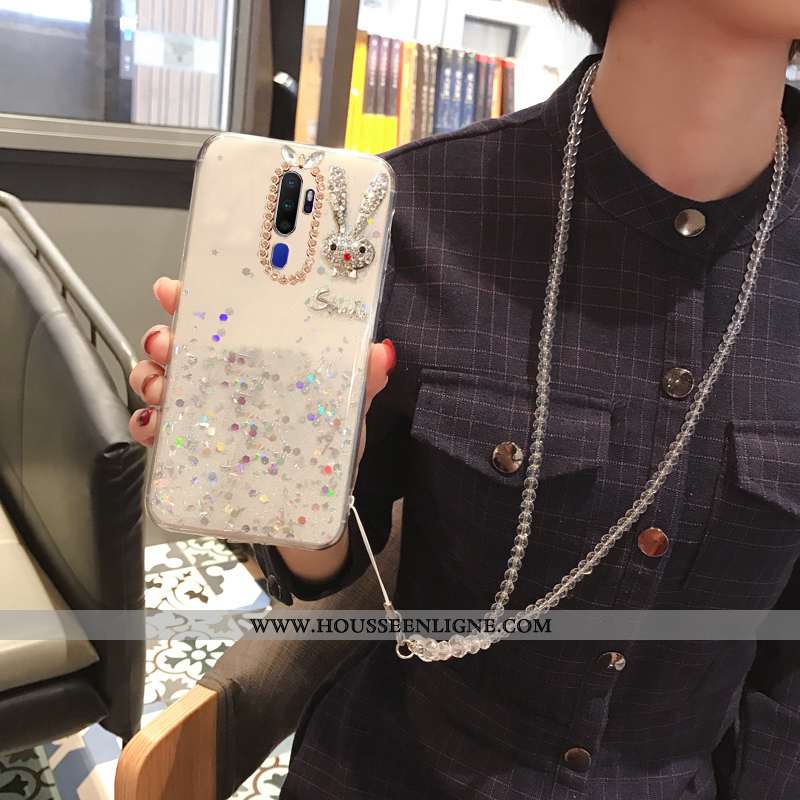 Étui Oppo A5 2020 Strass Ornements Suspendus Téléphone Portable Coque Incassable Fluide Doux Argent