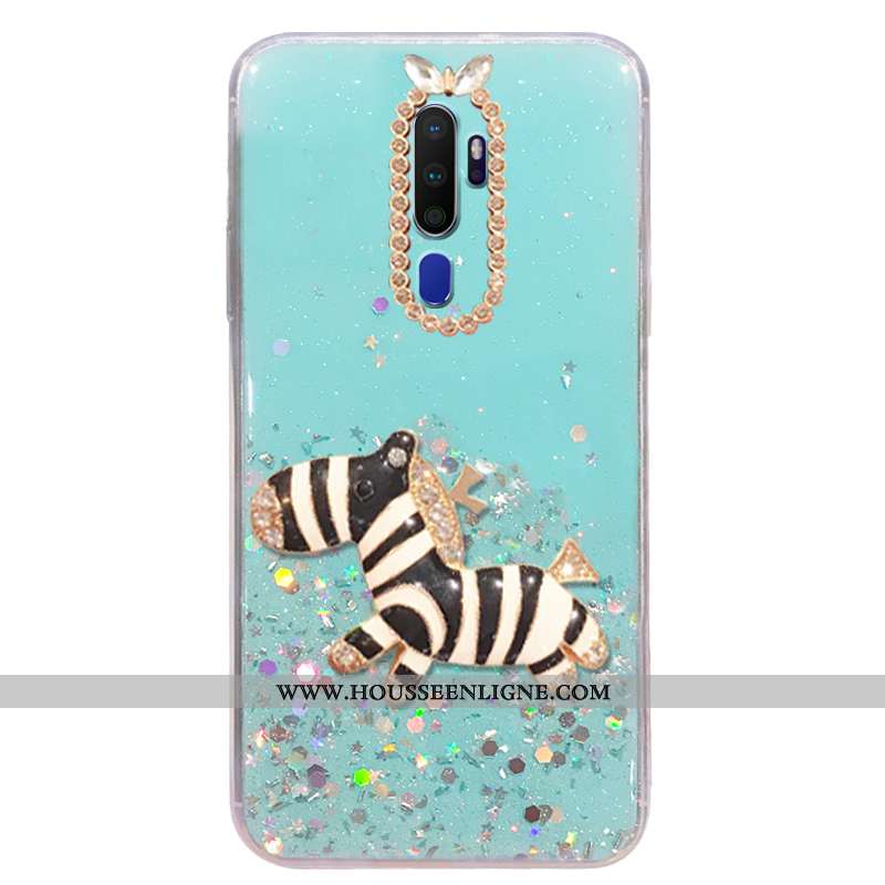 Étui Oppo A5 2020 Strass Ornements Suspendus Téléphone Portable Coque Incassable Fluide Doux Argent