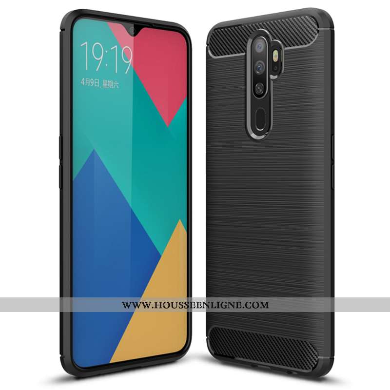 Étui Oppo A5 2020 Tendance Fluide Doux Fibre Noir Téléphone Portable Protection Simple
