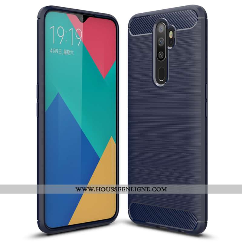 Étui Oppo A5 2020 Tendance Fluide Doux Fibre Noir Téléphone Portable Protection Simple