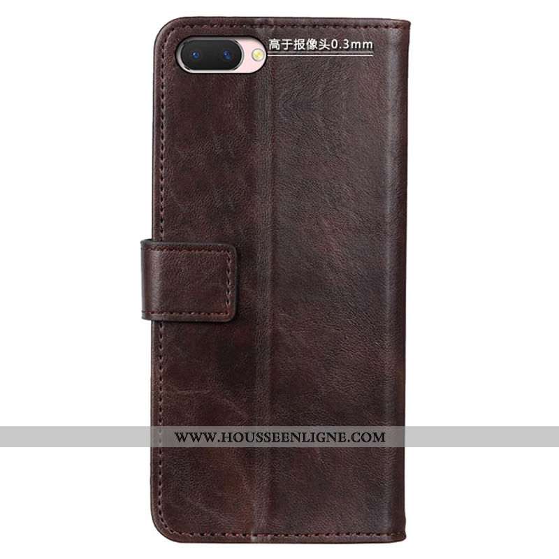 Étui Oppo A5 Cuir Cuir Véritable Coque Reversible Plier Téléphone Portable Véritable Marron