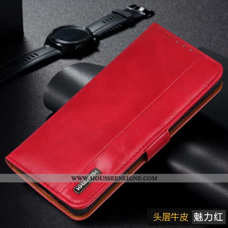 Étui Oppo A5 Cuir Cuir Véritable Coque Reversible Plier Téléphone Portable Véritable Marron