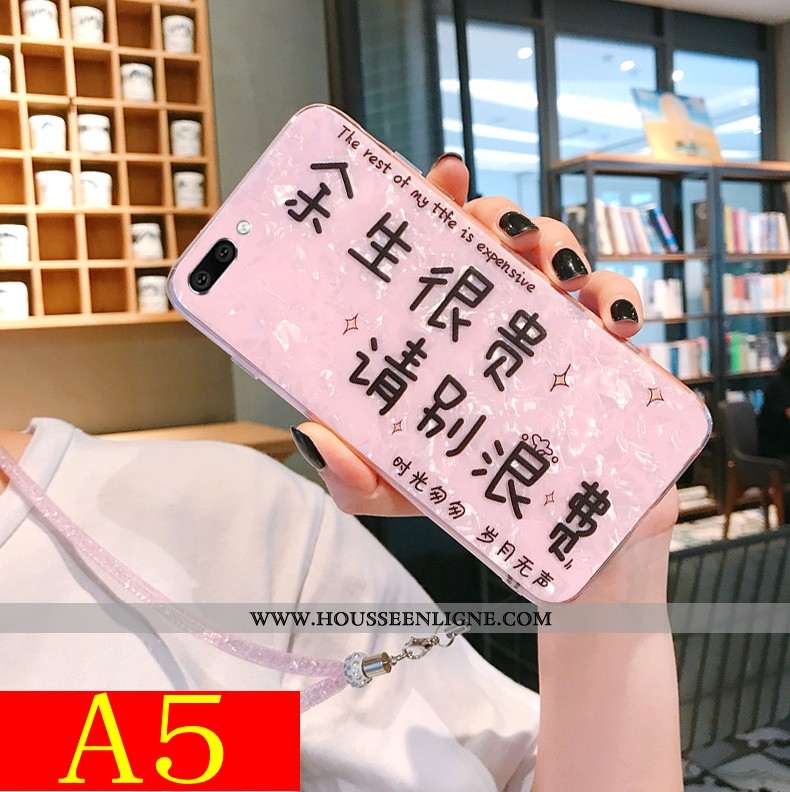 Étui Oppo A5 Modèle Fleurie Fluide Doux Net Rouge Charmant Rose Incassable Tout Compris