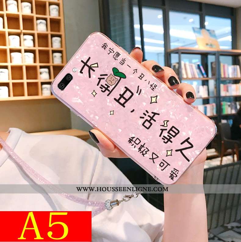 Étui Oppo A5 Modèle Fleurie Fluide Doux Net Rouge Charmant Rose Incassable Tout Compris
