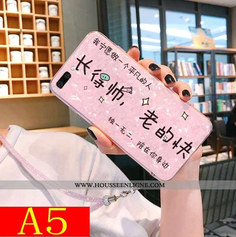 Étui Oppo A5 Modèle Fleurie Fluide Doux Net Rouge Charmant Rose Incassable Tout Compris