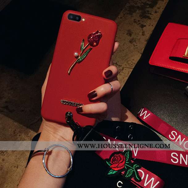 Étui Oppo A5 Ornements Suspendus Cou Suspendu Rouge Téléphone Portable Fleur Net Rouge Fluide Doux