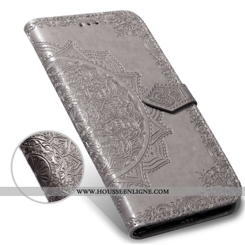 Étui Oppo A5 Protection Portefeuille Téléphone Portable Tout Compris Incassable Carte Gris