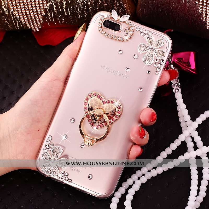 Étui Oppo A5 Strass Ornements Suspendus Créatif Silicone Rose Coque Tout Compris