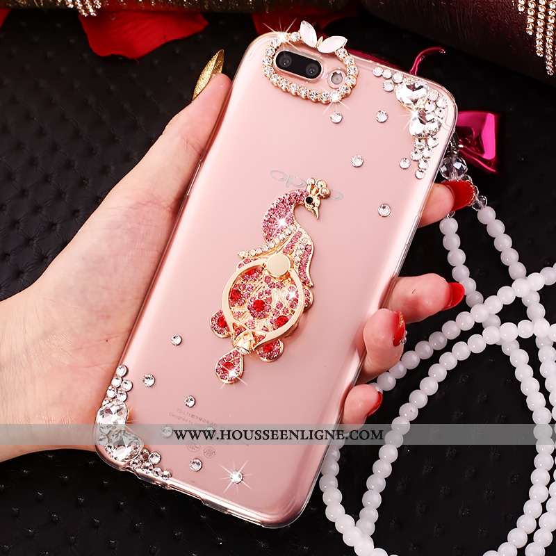 Étui Oppo A5 Strass Ornements Suspendus Créatif Silicone Rose Coque Tout Compris