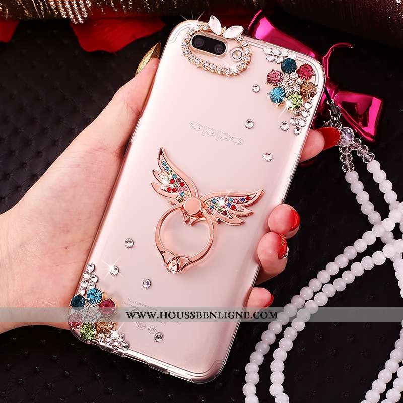 Étui Oppo A5 Strass Ornements Suspendus Créatif Silicone Rose Coque Tout Compris