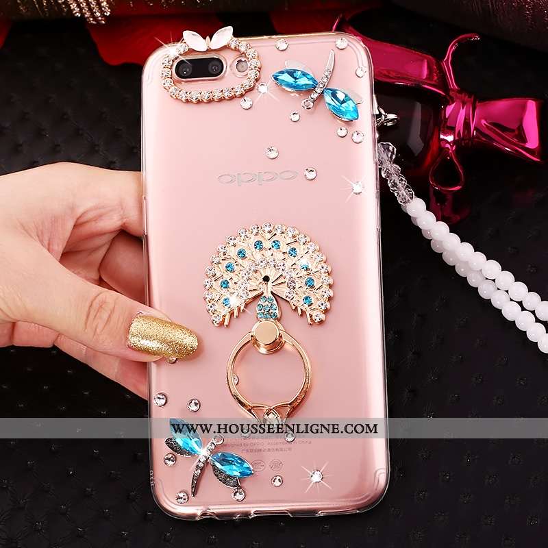 Étui Oppo A5 Strass Ornements Suspendus Créatif Silicone Rose Coque Tout Compris