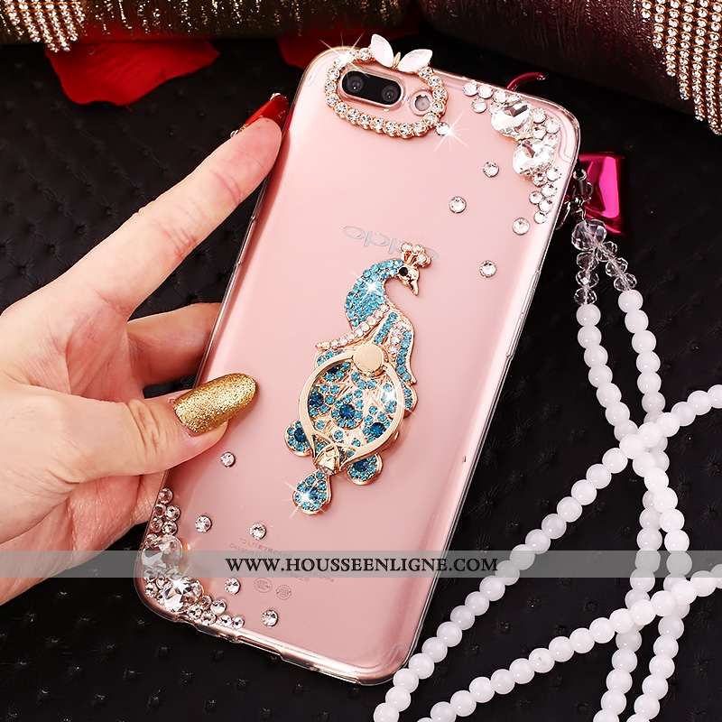Étui Oppo A5 Strass Ornements Suspendus Créatif Silicone Rose Coque Tout Compris