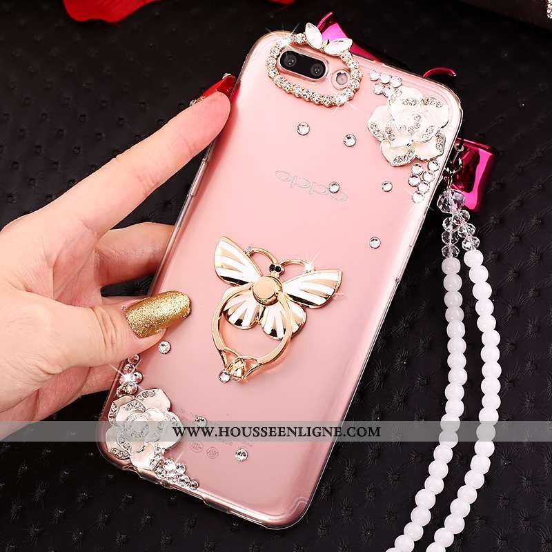 Étui Oppo A5 Strass Ornements Suspendus Créatif Silicone Rose Coque Tout Compris