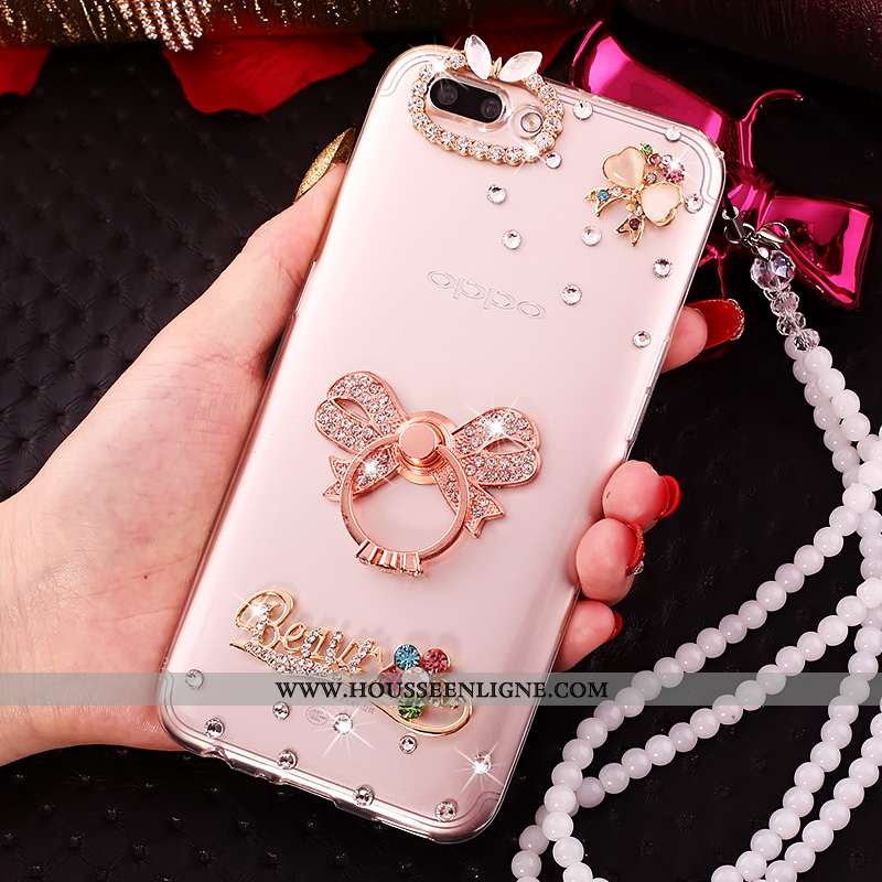 Étui Oppo A5 Strass Ornements Suspendus Créatif Silicone Rose Coque Tout Compris