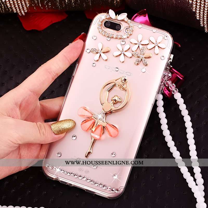 Étui Oppo A5 Strass Ornements Suspendus Créatif Silicone Rose Coque Tout Compris
