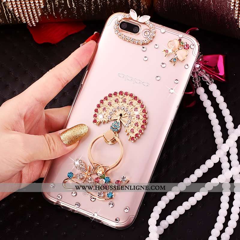 Étui Oppo A5 Strass Ornements Suspendus Créatif Silicone Rose Coque Tout Compris