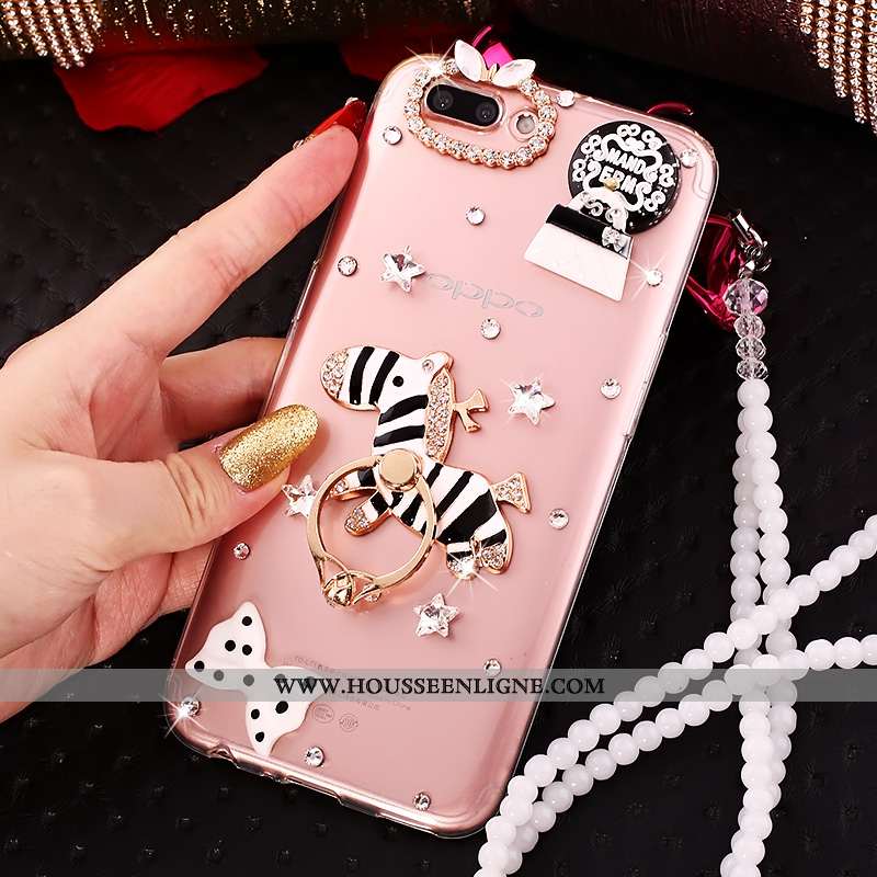 Étui Oppo A5 Strass Ornements Suspendus Créatif Silicone Rose Coque Tout Compris
