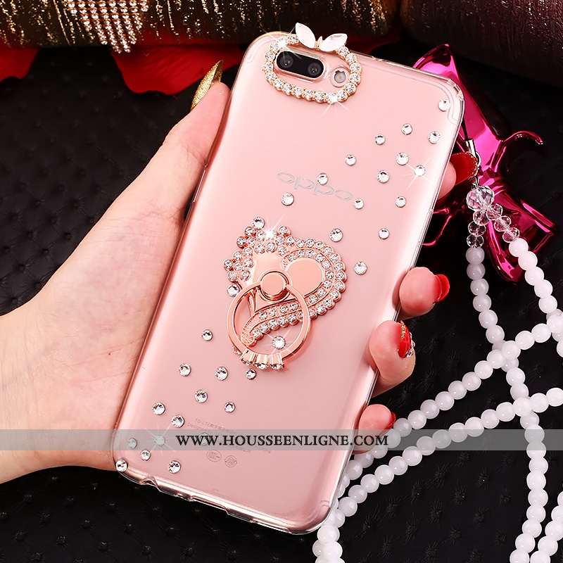 Étui Oppo A5 Strass Ornements Suspendus Créatif Silicone Rose Coque Tout Compris