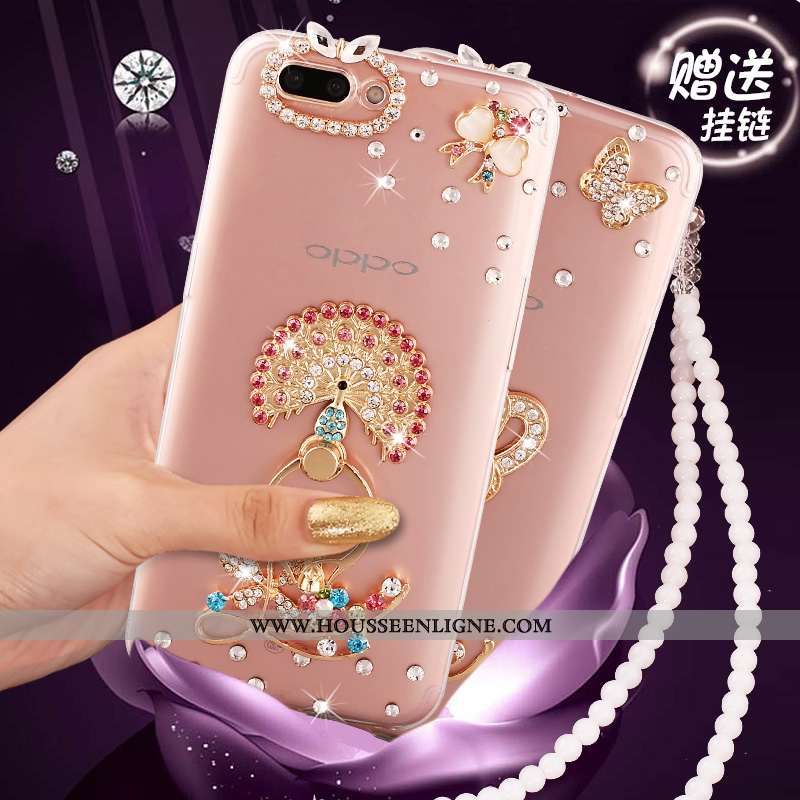 Étui Oppo A5 Strass Ornements Suspendus Créatif Silicone Rose Coque Tout Compris