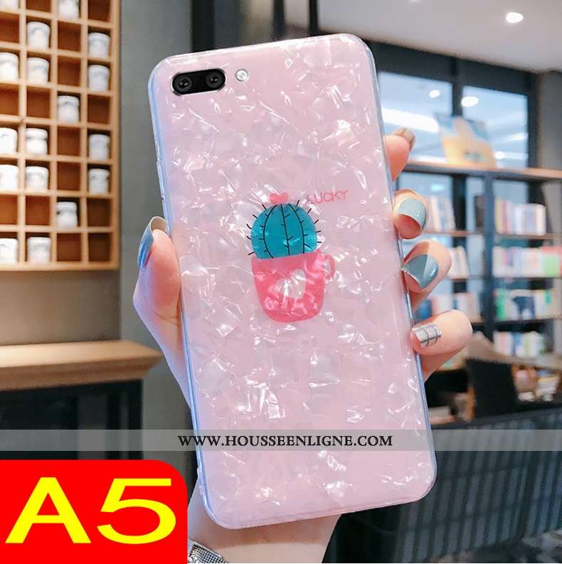 Étui Oppo A5 Tendance Fluide Doux Transparent Téléphone Portable Coque Rose