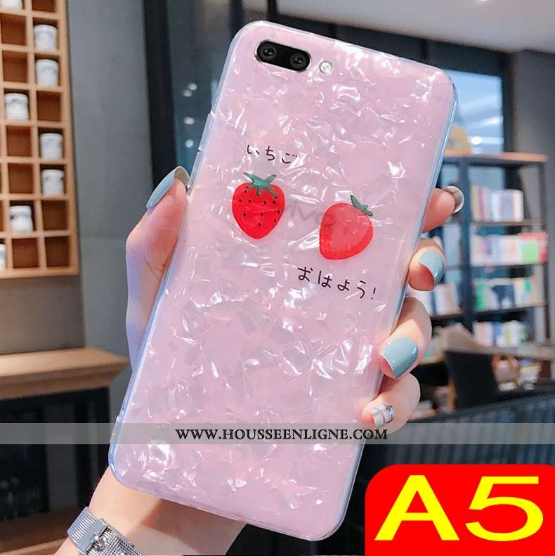 Étui Oppo A5 Tendance Fluide Doux Transparent Téléphone Portable Coque Rose