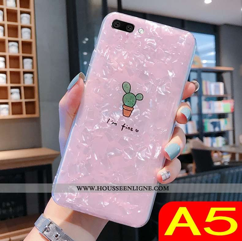 Étui Oppo A5 Tendance Fluide Doux Transparent Téléphone Portable Coque Rose