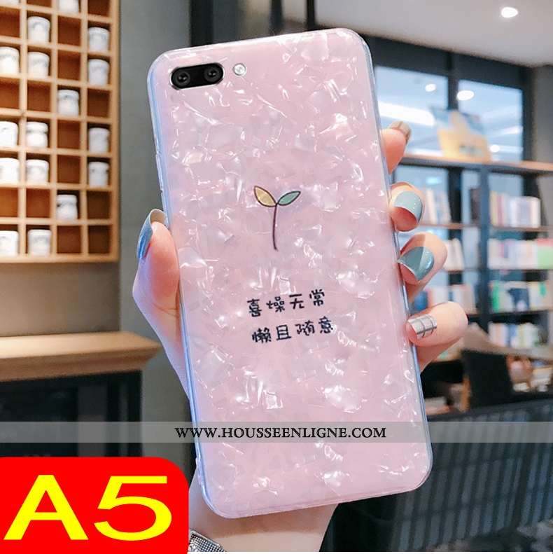 Étui Oppo A5 Tendance Fluide Doux Transparent Téléphone Portable Coque Rose