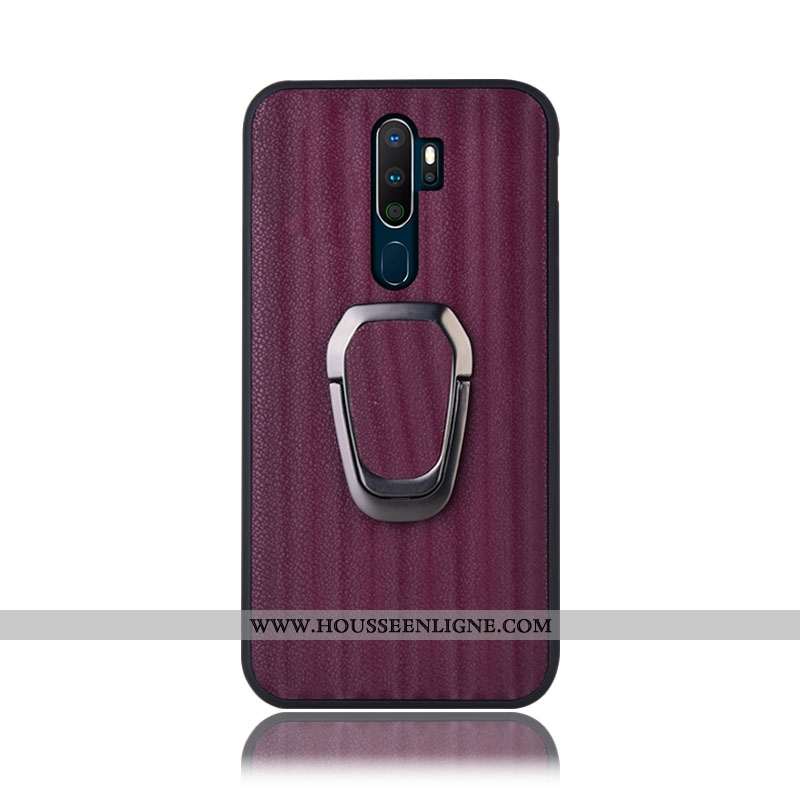 Étui Oppo A9 2020 Cuir Véritable Protection Coque Support Couvercle Arrière Dégradé Violet
