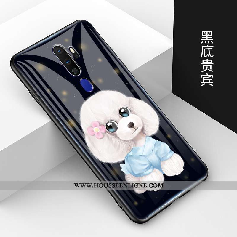 Étui Oppo A9 2020 Dessin Animé Charmant Incassable Verre Amoureux Fluide Doux Nouveau Noir