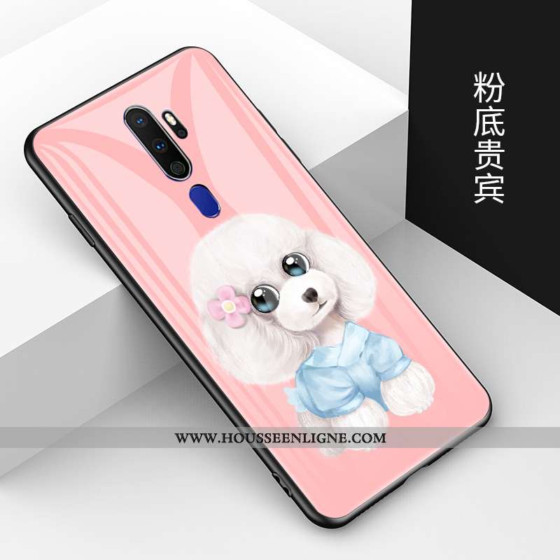 Étui Oppo A9 2020 Dessin Animé Charmant Incassable Verre Amoureux Fluide Doux Nouveau Noir