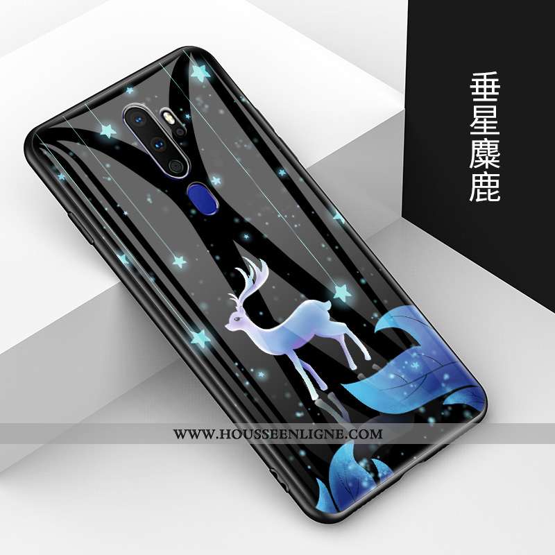 Étui Oppo A9 2020 Dessin Animé Charmant Incassable Verre Amoureux Fluide Doux Nouveau Noir