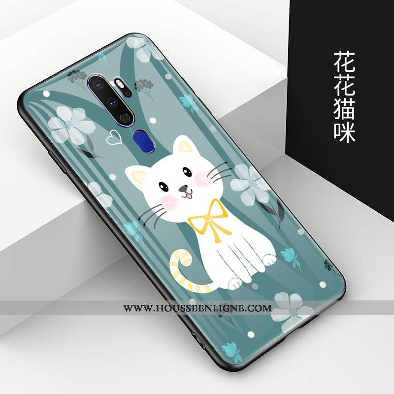 Étui Oppo A9 2020 Dessin Animé Charmant Incassable Verre Amoureux Fluide Doux Nouveau Noir
