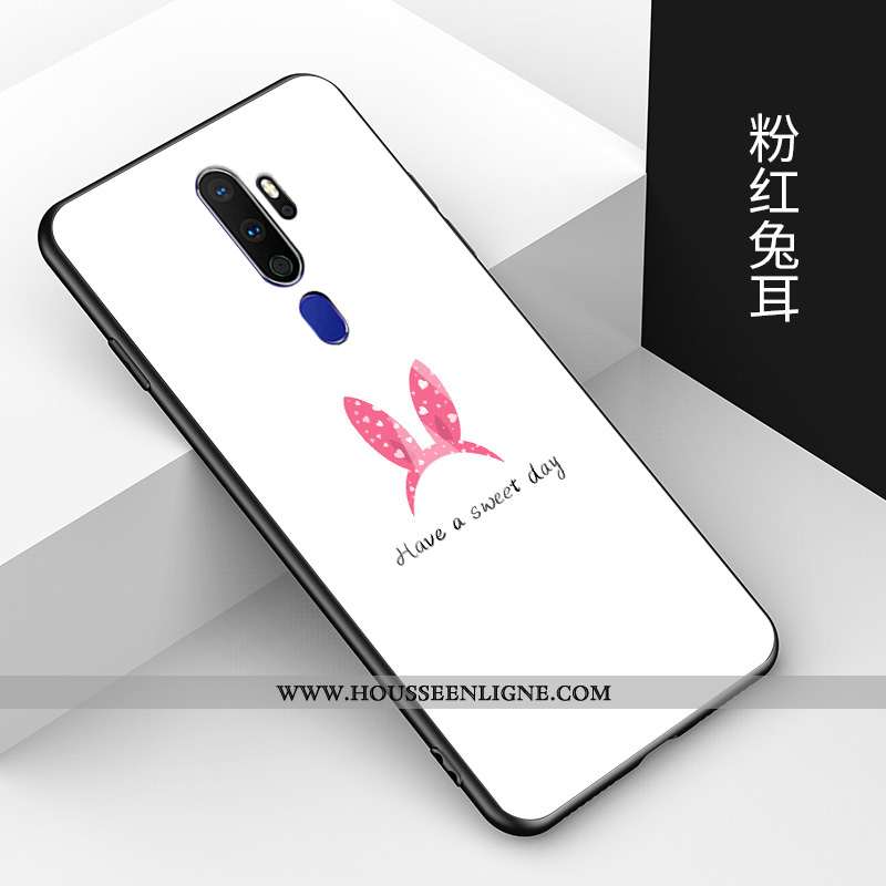 Étui Oppo A9 2020 Dessin Animé Charmant Incassable Verre Amoureux Fluide Doux Nouveau Noir