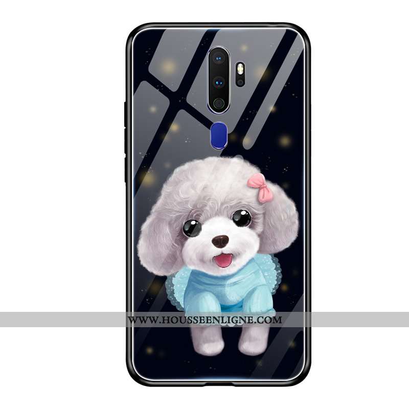 Étui Oppo A9 2020 Dessin Animé Charmant Incassable Verre Amoureux Fluide Doux Nouveau Noir