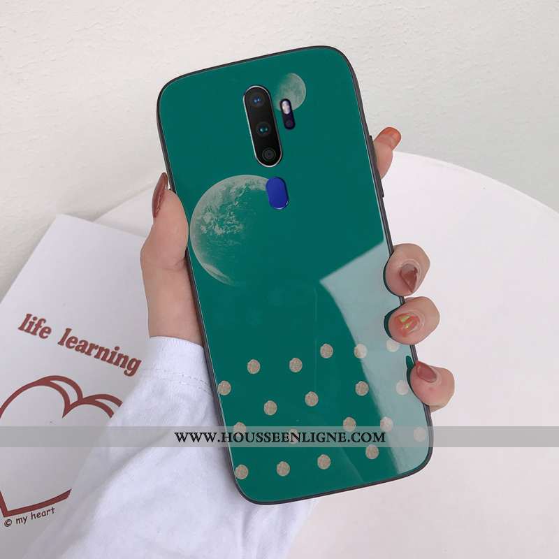 Étui Oppo A9 2020 Personnalité Dessin Animé Verre Europe Tendance Maquillage Verte