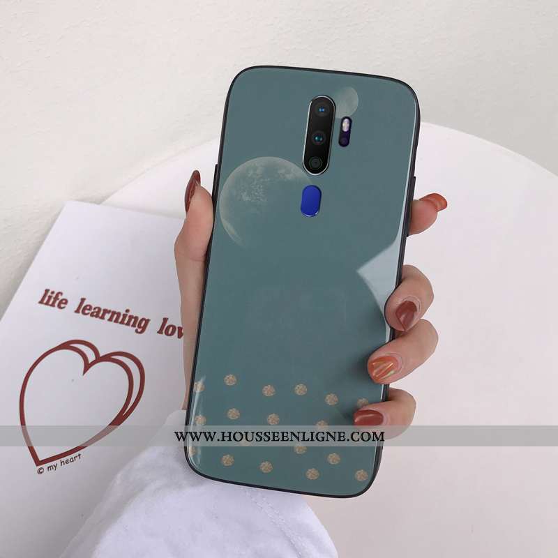 Étui Oppo A9 2020 Personnalité Dessin Animé Verre Europe Tendance Maquillage Verte