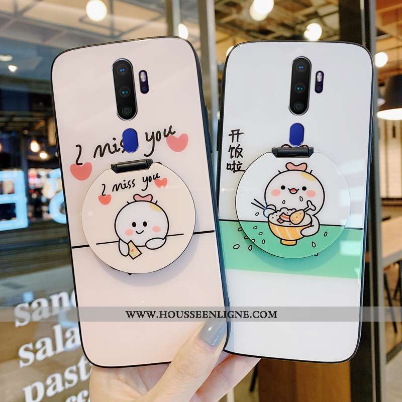 Étui Oppo A9 2020 Personnalité Dessin Animé Verre Europe Tendance Maquillage Verte