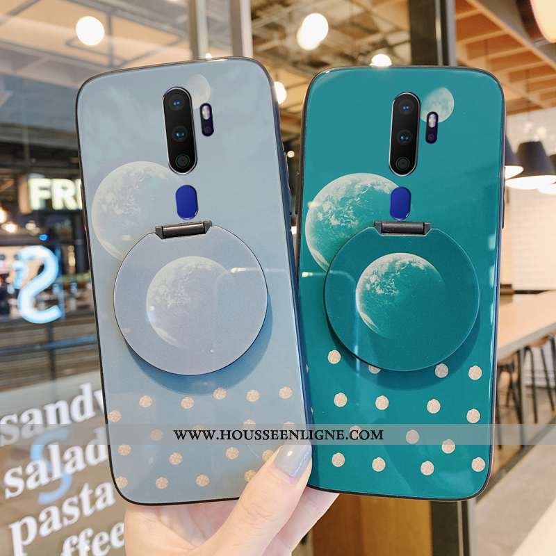 Étui Oppo A9 2020 Personnalité Dessin Animé Verre Europe Tendance Maquillage Verte