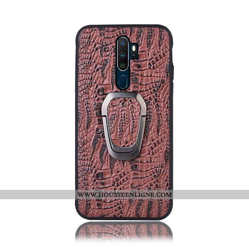 Étui Oppo A9 2020 Protection Cuir Véritable Téléphone Portable Marron Couvercle Arrière Support