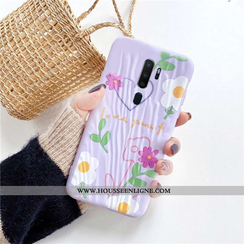 Étui Oppo A9 2020 Silicone Dessin Animé Incassable Anneau Plissé Frais Tendance Verte