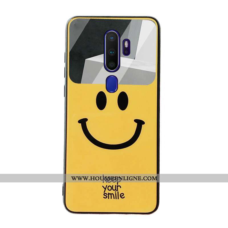 Étui Oppo A9 2020 Verre Dessin Animé Fluide Doux Étudiant Téléphone Portable Difficile Jaune