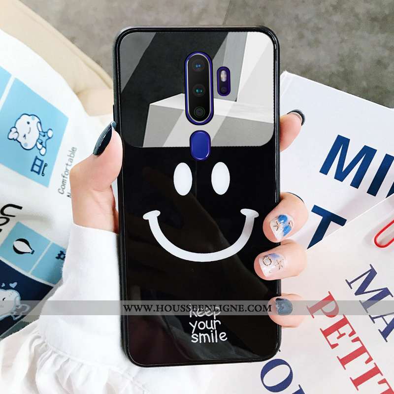 Étui Oppo A9 2020 Verre Dessin Animé Fluide Doux Étudiant Téléphone Portable Difficile Jaune