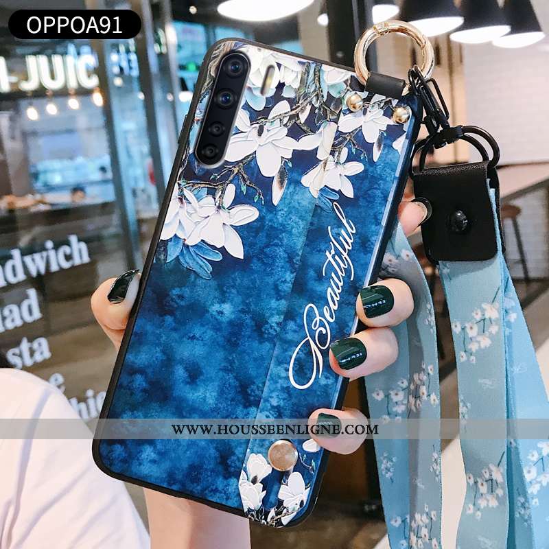 Étui Oppo A91 Créatif Fluide Doux Téléphone Portable Incassable Bleu Silicone Amoureux