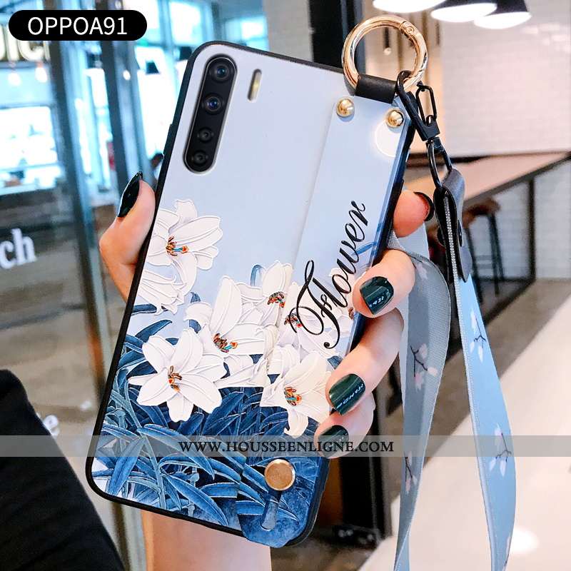 Étui Oppo A91 Créatif Fluide Doux Téléphone Portable Incassable Bleu Silicone Amoureux